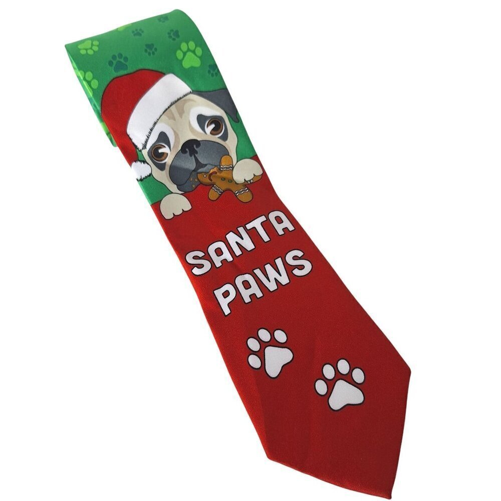 Hallmark Pug Dog Santa Paws Christmas Necktie